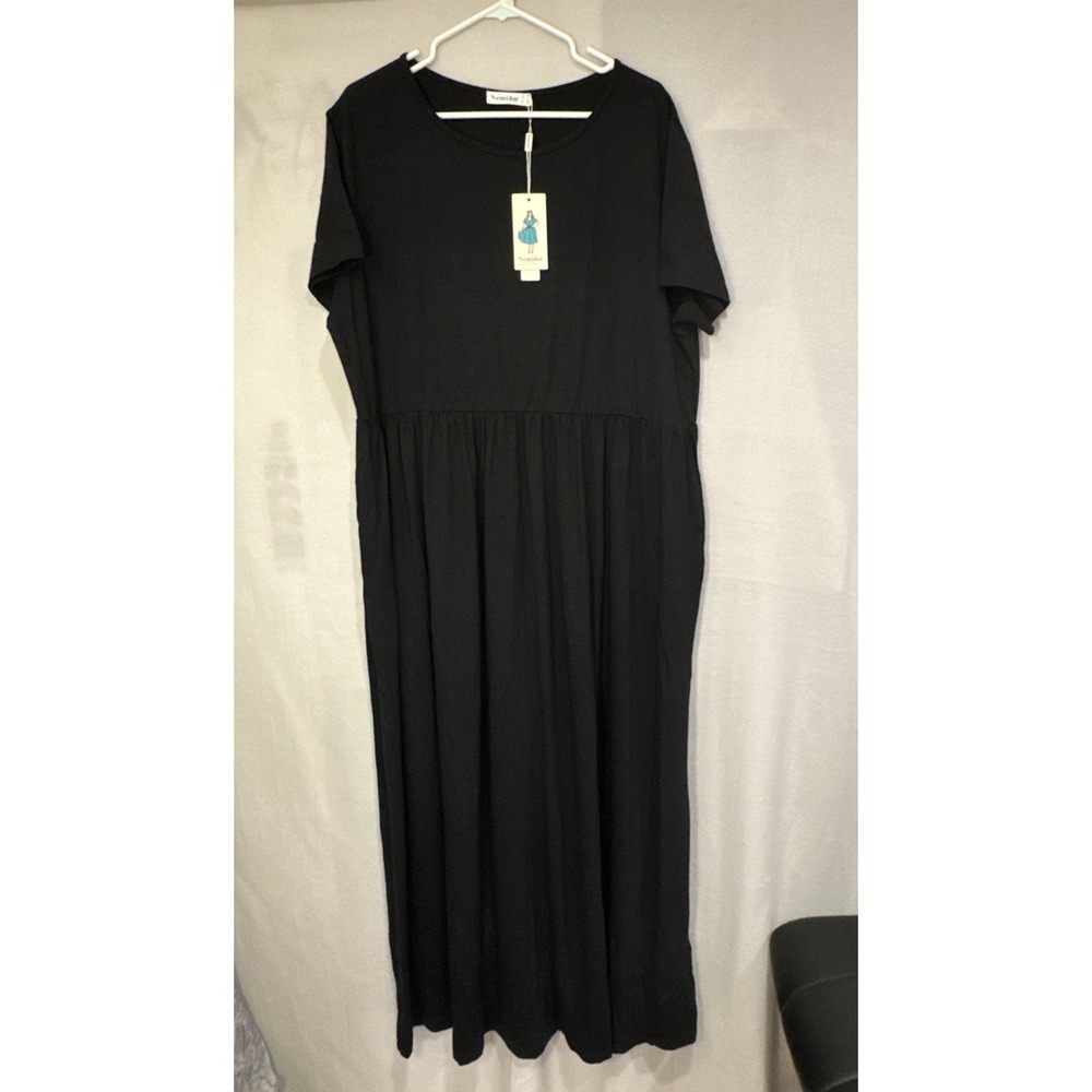Nemidor Maxi Dress Big&tall Short Sleeve‎ Women Plus Sz 22 Relaxed Black Pockets